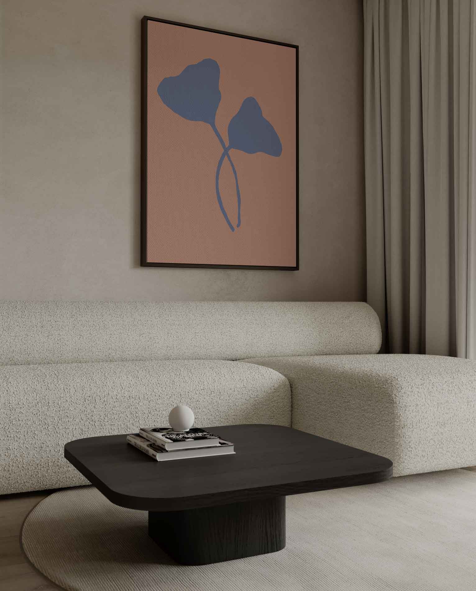 Abstracte Blauwe Blaadjes Kunstwerk-canvas-dibond-plexiglas-wanddecoratie-WallArtistic