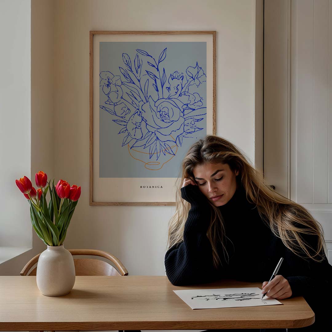 Stijlvolle Botanische Lijntekening Poster-WallArtistic