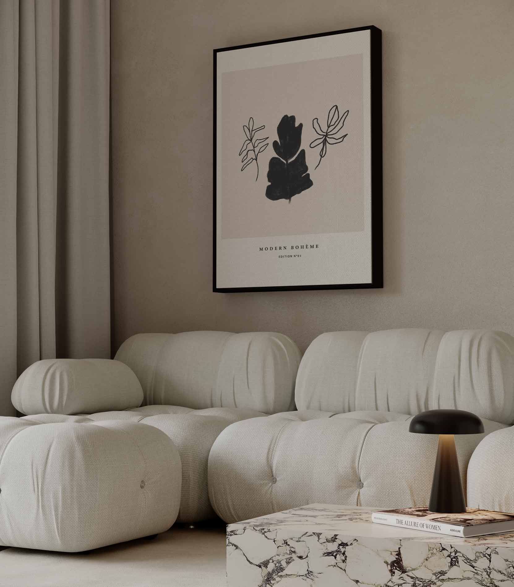 Moderne Boho Bladeren Kunstwerk-canvas-dibond-plexiglas-wanddecoratie-WallArtistic