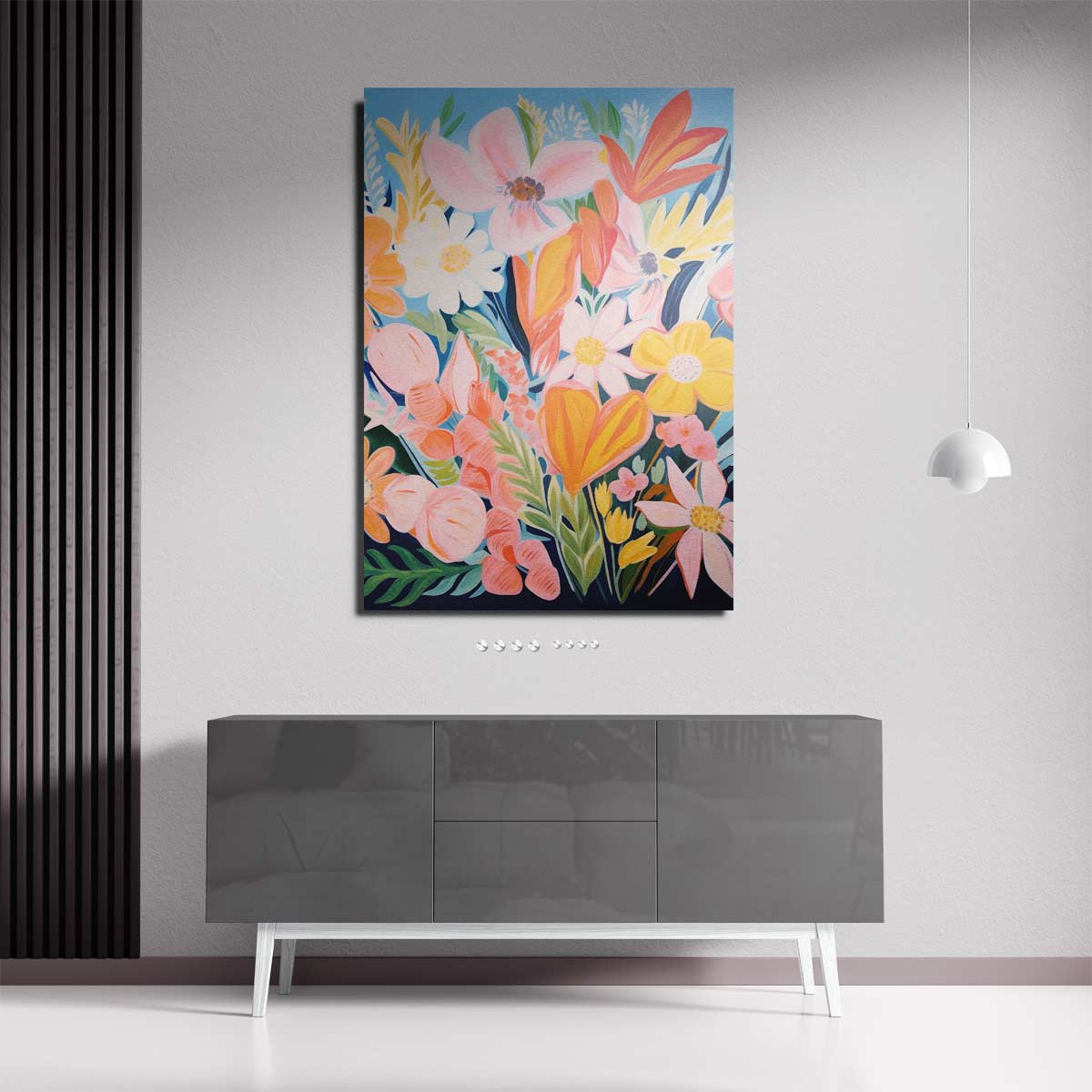 Bloemengeur in Kleuren Kunstwerk-canvas-dibond-plexiglas-wanddecoratie-WallArtistic