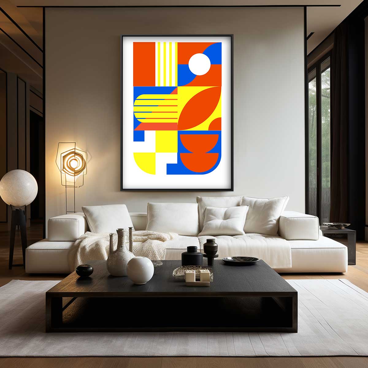 Kleurrijke abstracte compositie Kunstwerk-canvas-dibond-plexiglas-wanddecoratie-WallArtistic