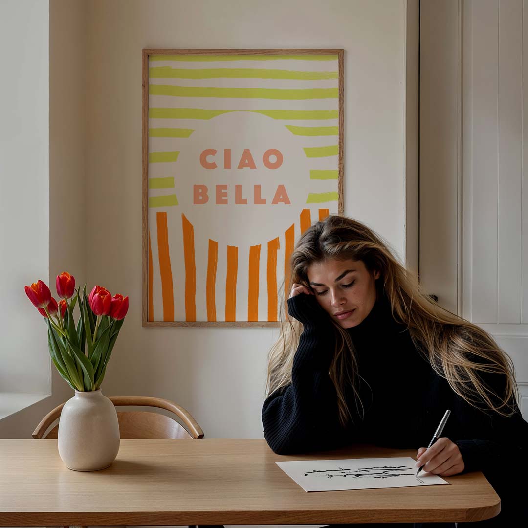 Ciao Bella Strepen Poster-WallArtistic