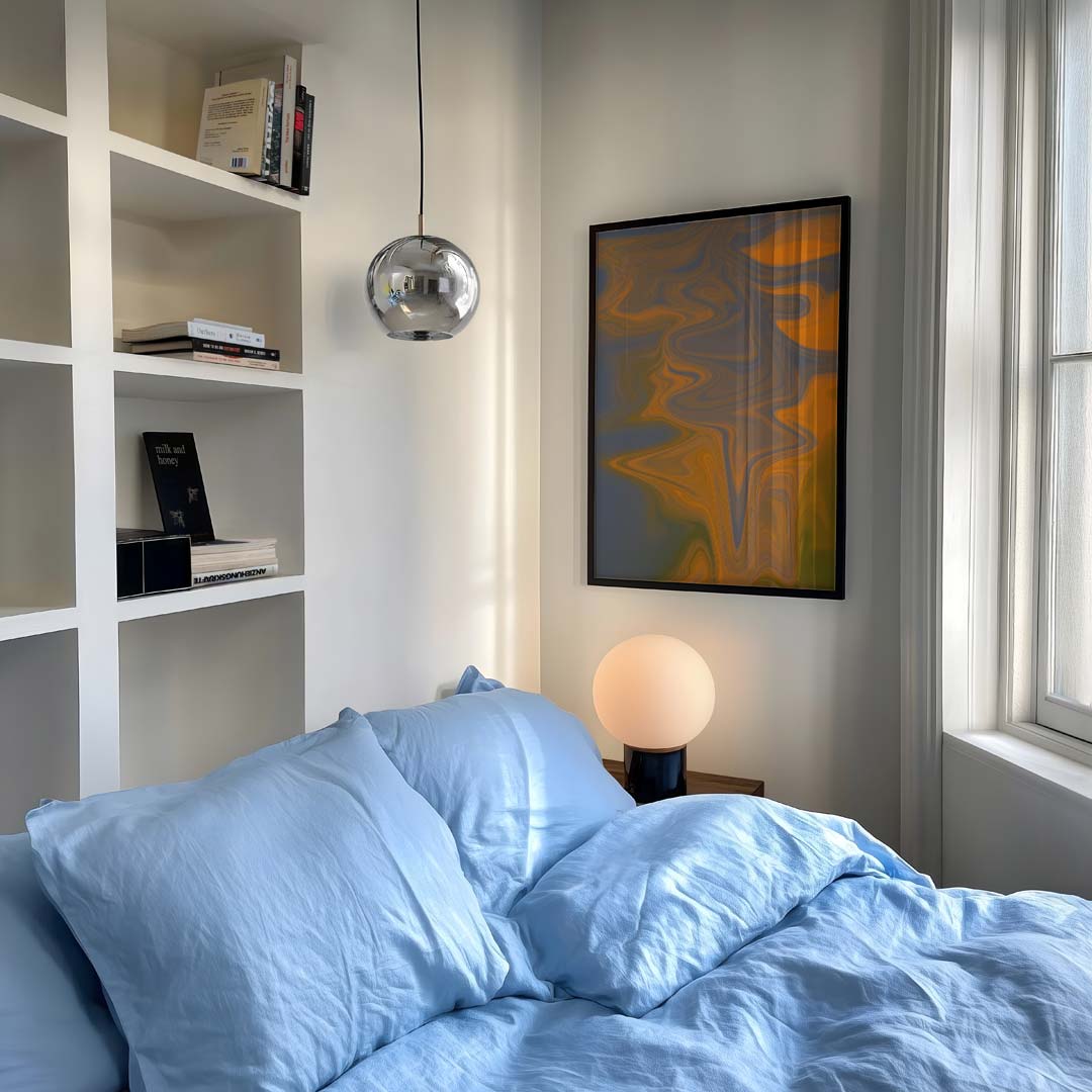 Vloeiende Oranjegloed Abstracte Kunstposter-WallArtistic