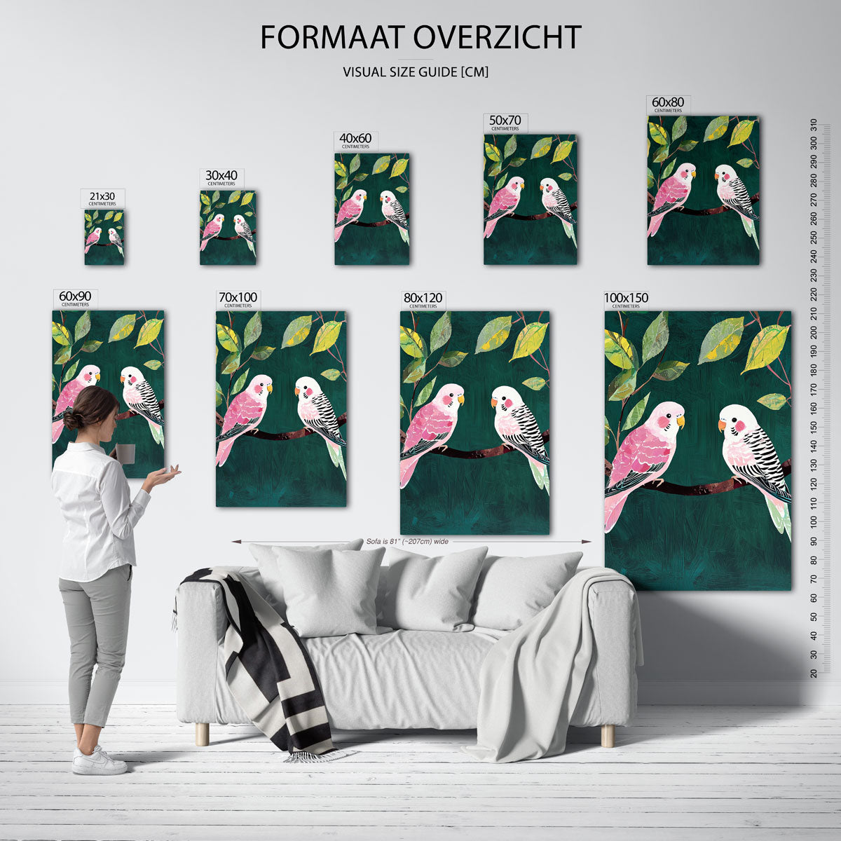 Parkieten op tak Poster
