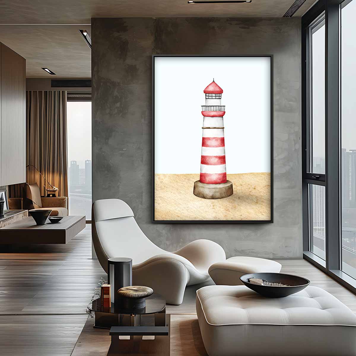 Magische Vuurtoren aan Zee Kunstwerk-canvas-dibond-plexiglas-wanddecoratie-WallArtistic