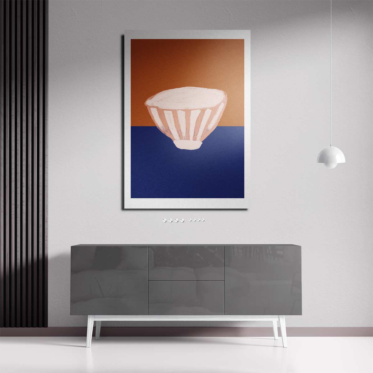 Kleurrijke Kom op Tweekleurige Achtergrond Kunstwerk-canvas-dibond-plexiglas-wanddecoratie-WallArtistic