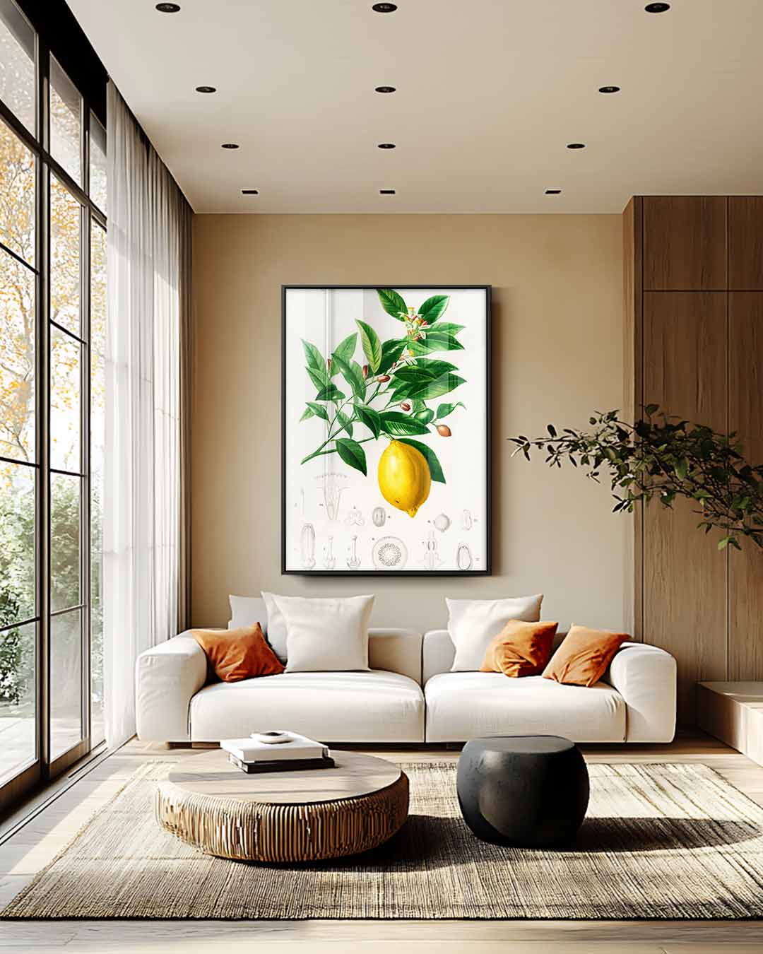 Botanische Illustratie van Citroenplant Kunstwerk-canvas-dibond-plexiglas-wanddecoratie-WallArtistic