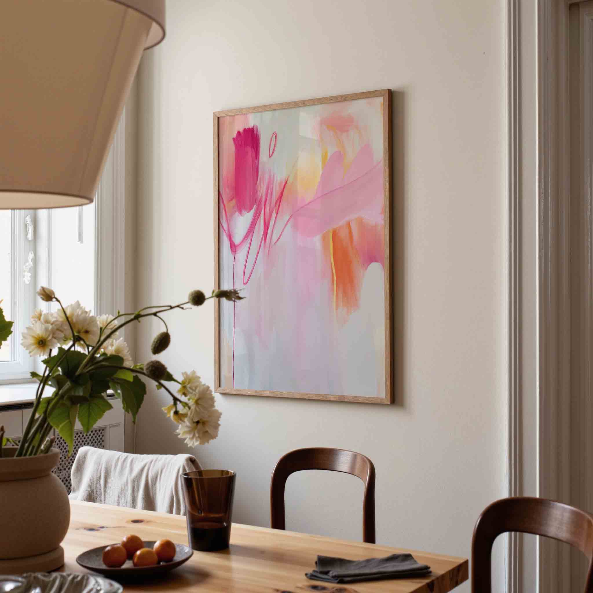 Abstracte roze en oranje vormen Poster