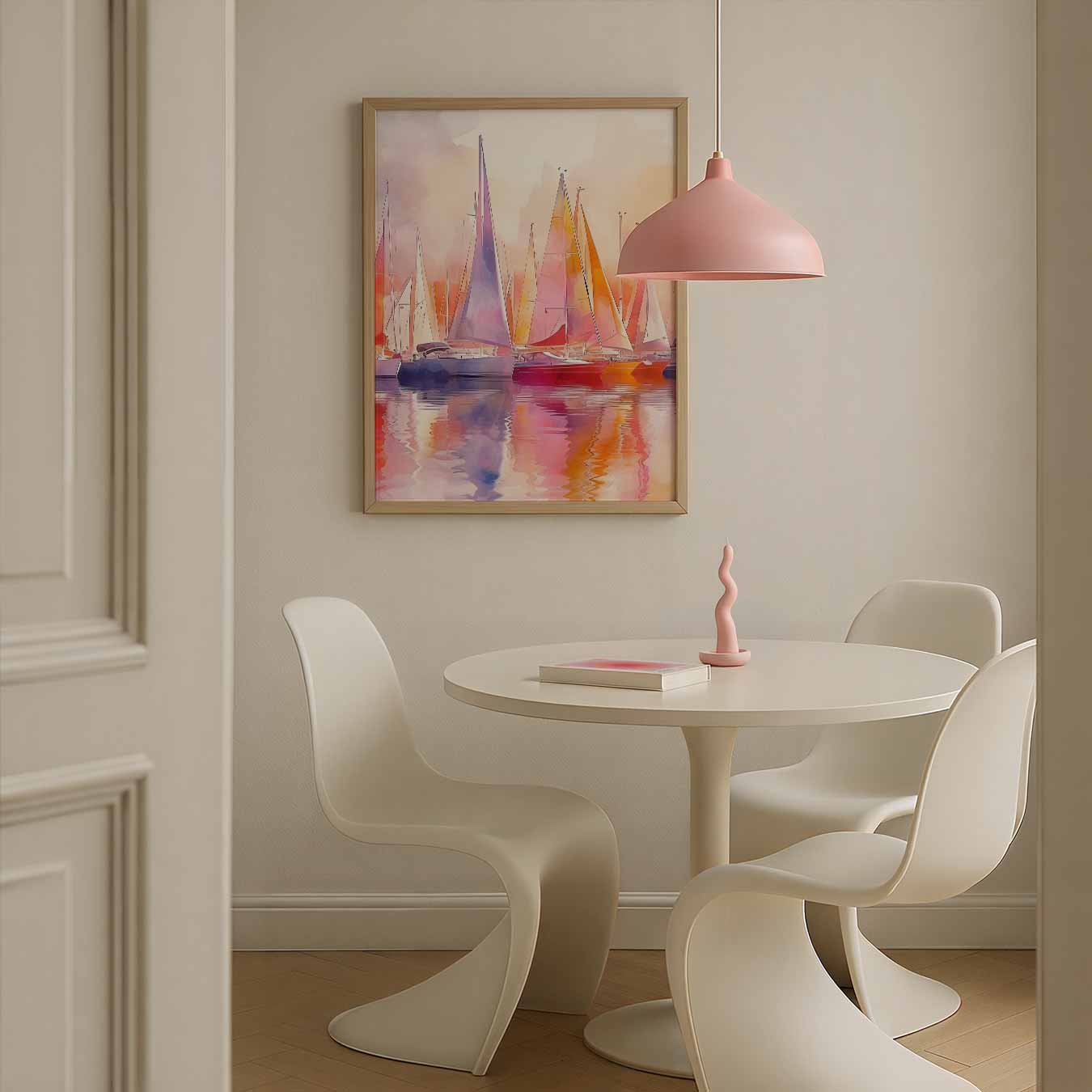 Kleurrijke Zeilboten in Waterverf Poster-WallArtistic