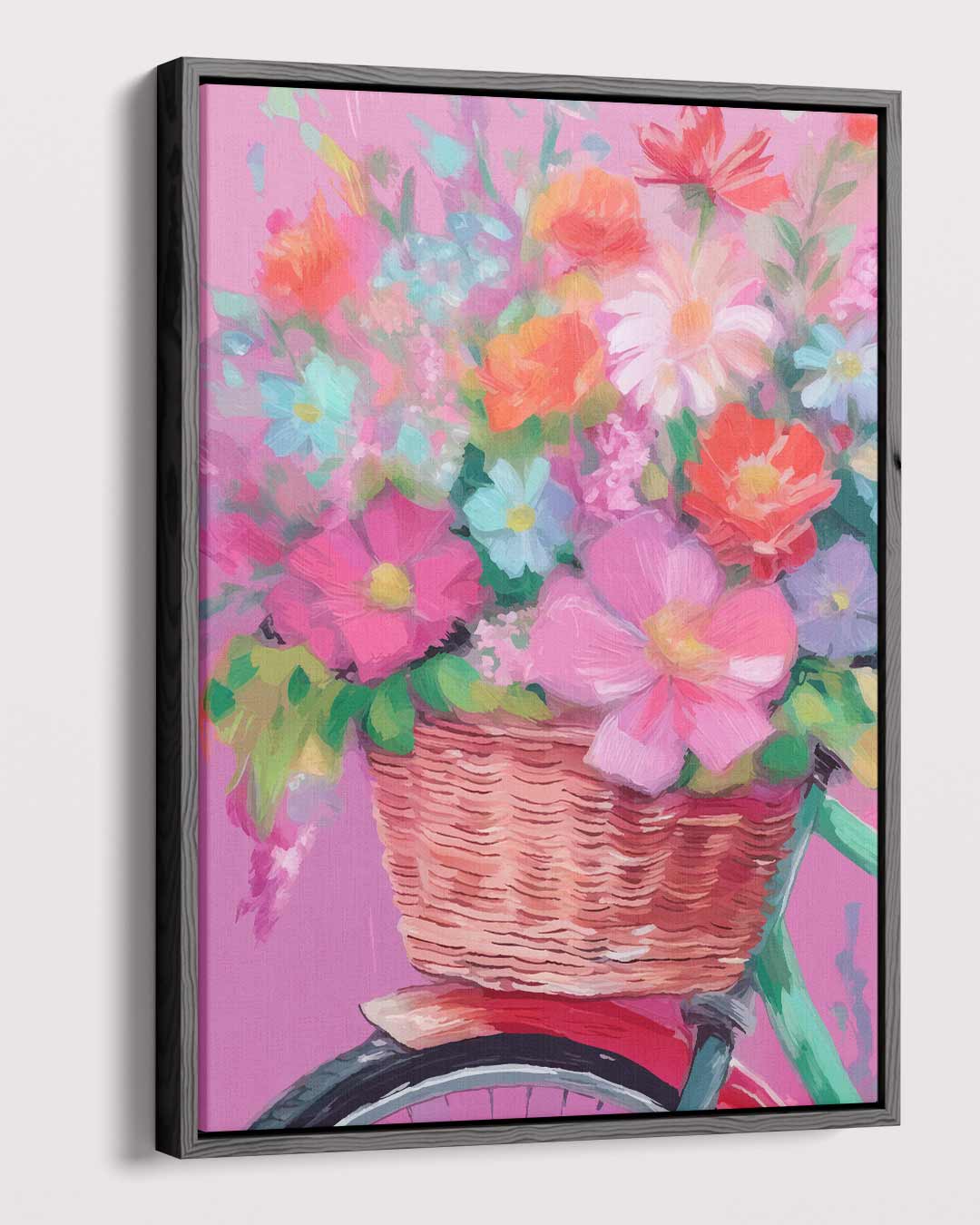 Bloemen in Fietsmand Kunstwerk-canvas-dibond-plexiglas-wanddecoratie-WallArtistic