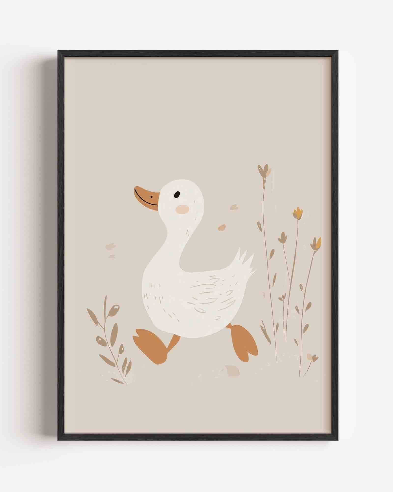 Eend met bloemen Poster
