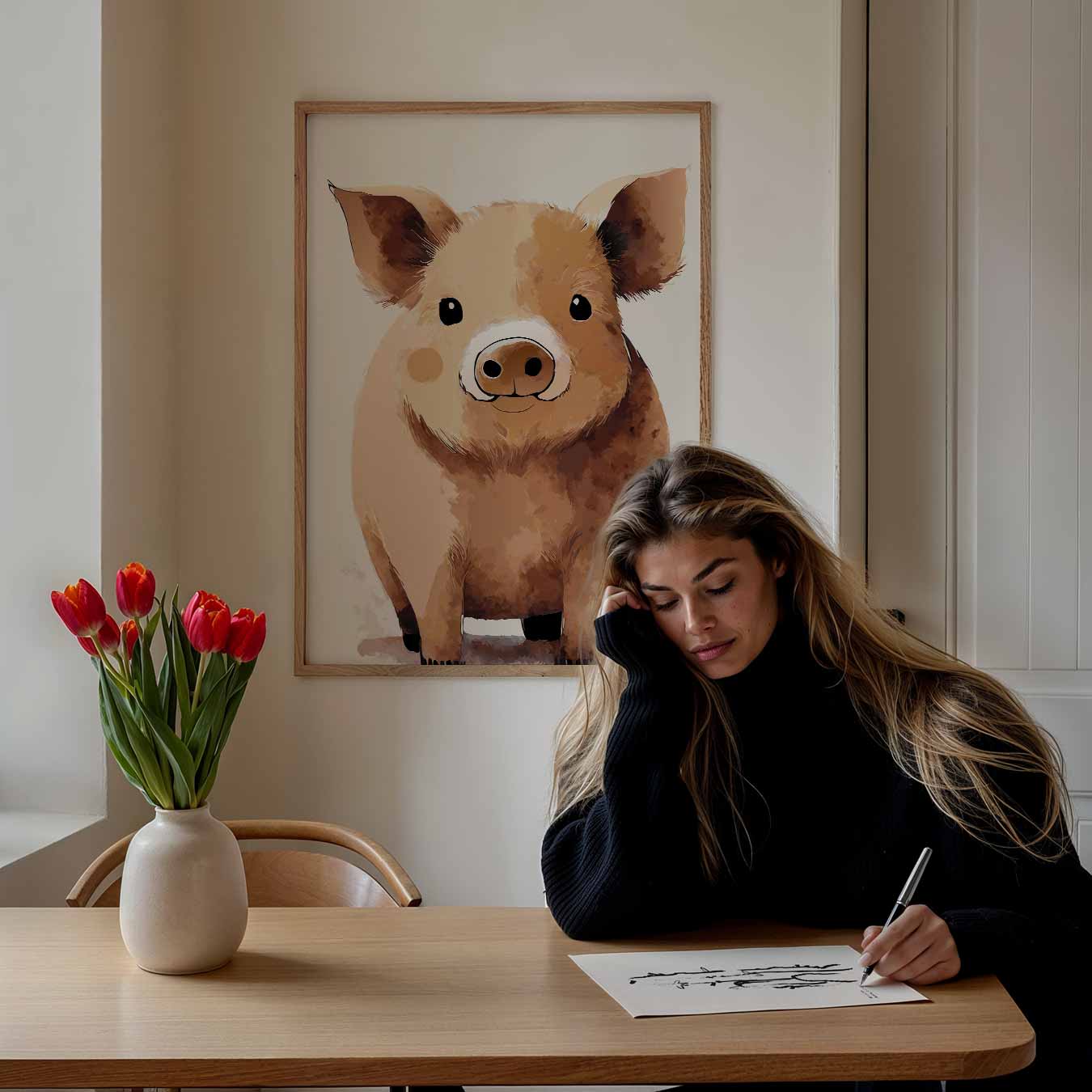 Schattige Varkensvriend Poster