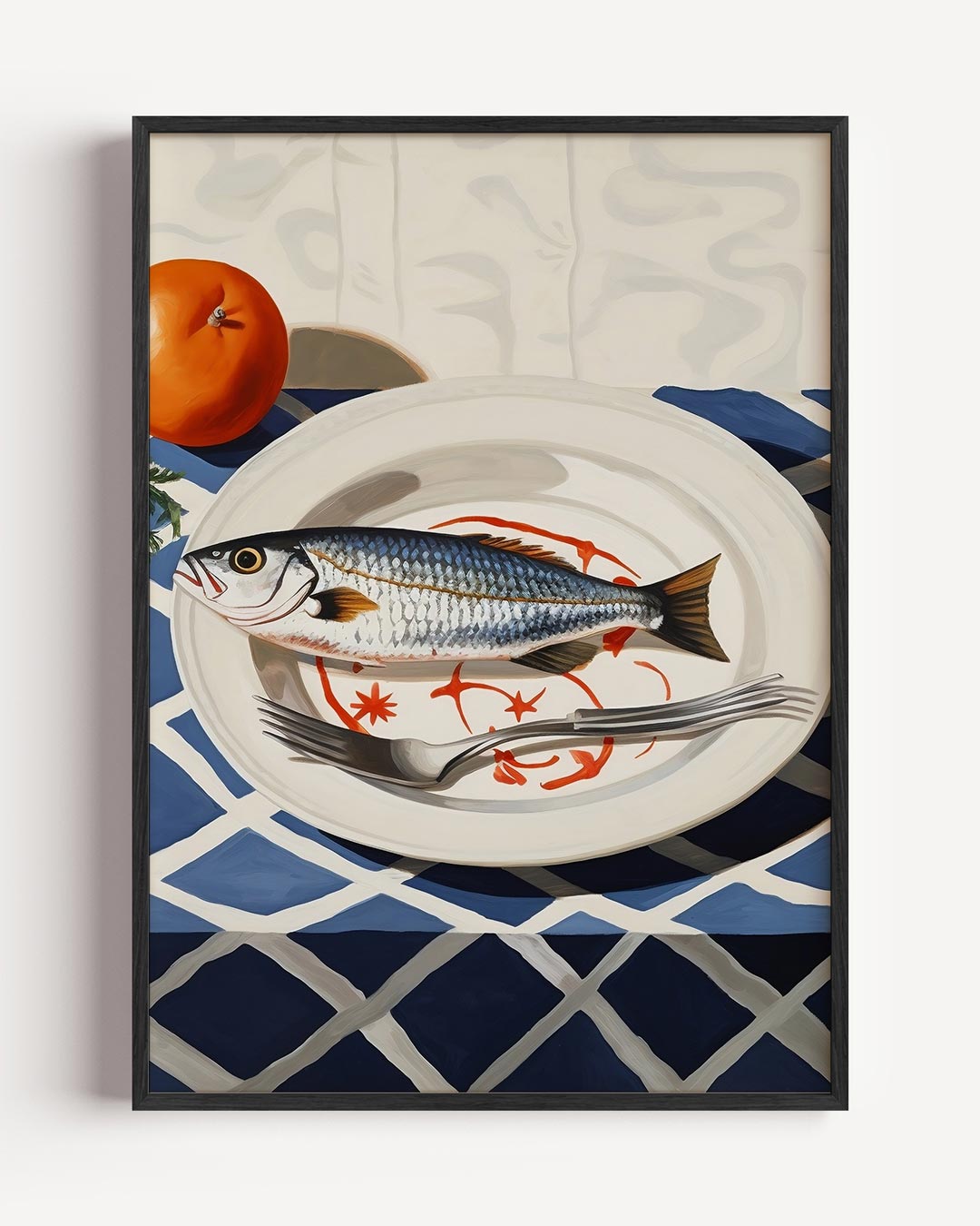 Mediterrane Stijl Vis en Sinaasappel Poster-WallArtistic
