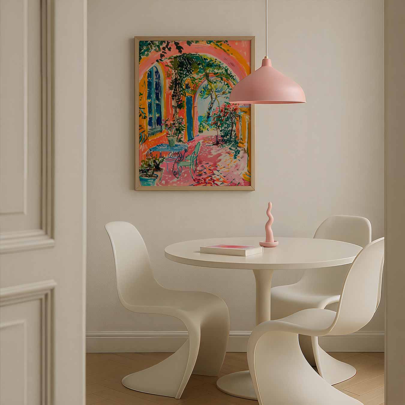 Zomers Terras in Kleurrijke Arches Poster-WallArtistic