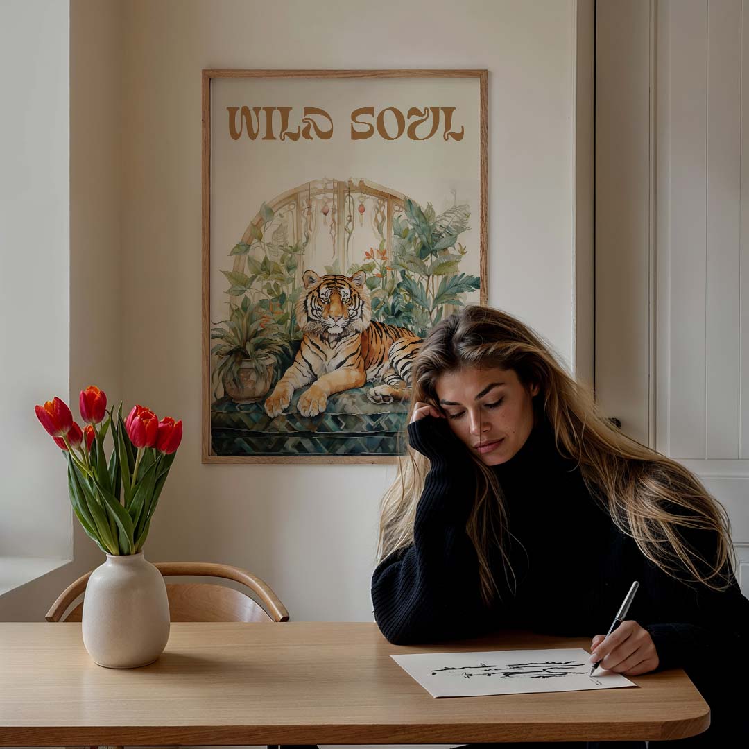 Wilde Ziel Tijger Poster-WallArtistic