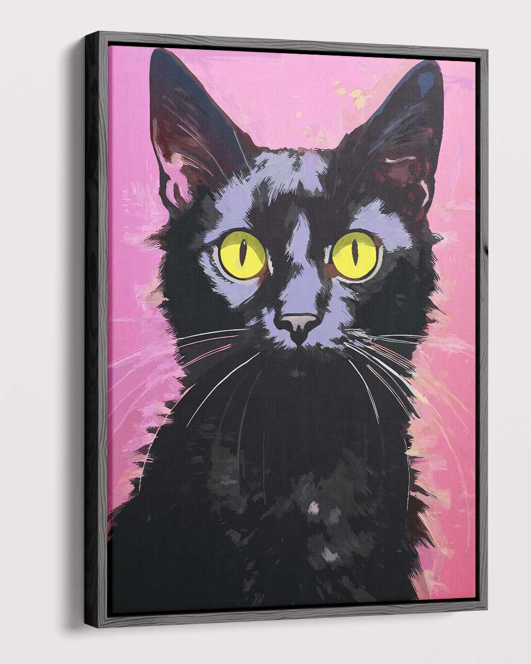 Kattenportret met Roze Achtergrond Kunstwerk-canvas-dibond-plexiglas-wanddecoratie-WallArtistic