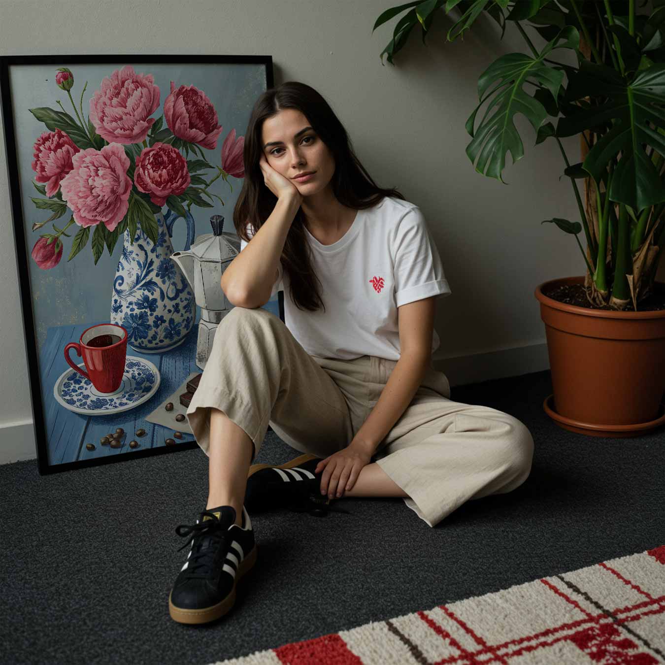 Bloemen en Koffie Stilleven Poster