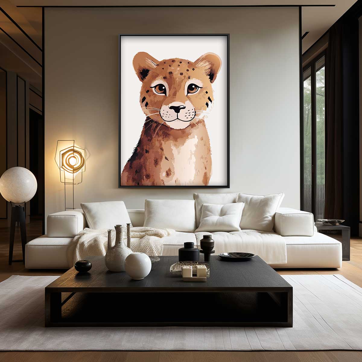 Vrolijk Cheeta Portret Kunstwerk-canvas-dibond-plexiglas-wanddecoratie-WallArtistic