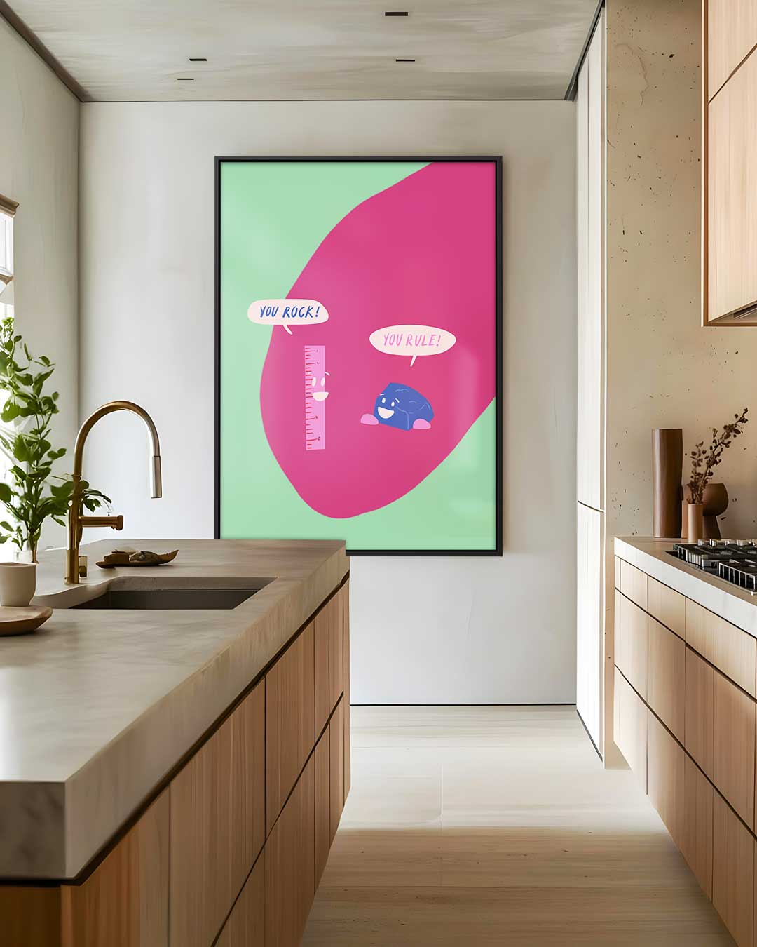 Vrolijke Vriendschap Illustratie Kunstwerk-canvas-dibond-plexiglas-wanddecoratie-WallArtistic