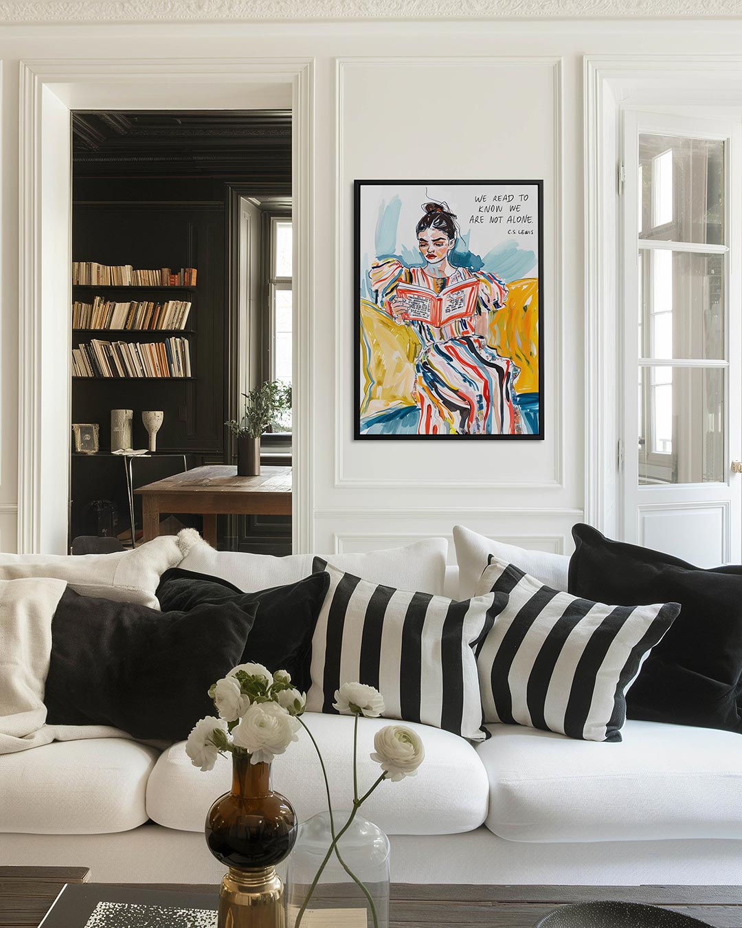 Lezende vrouw illustratie Kunstwerk