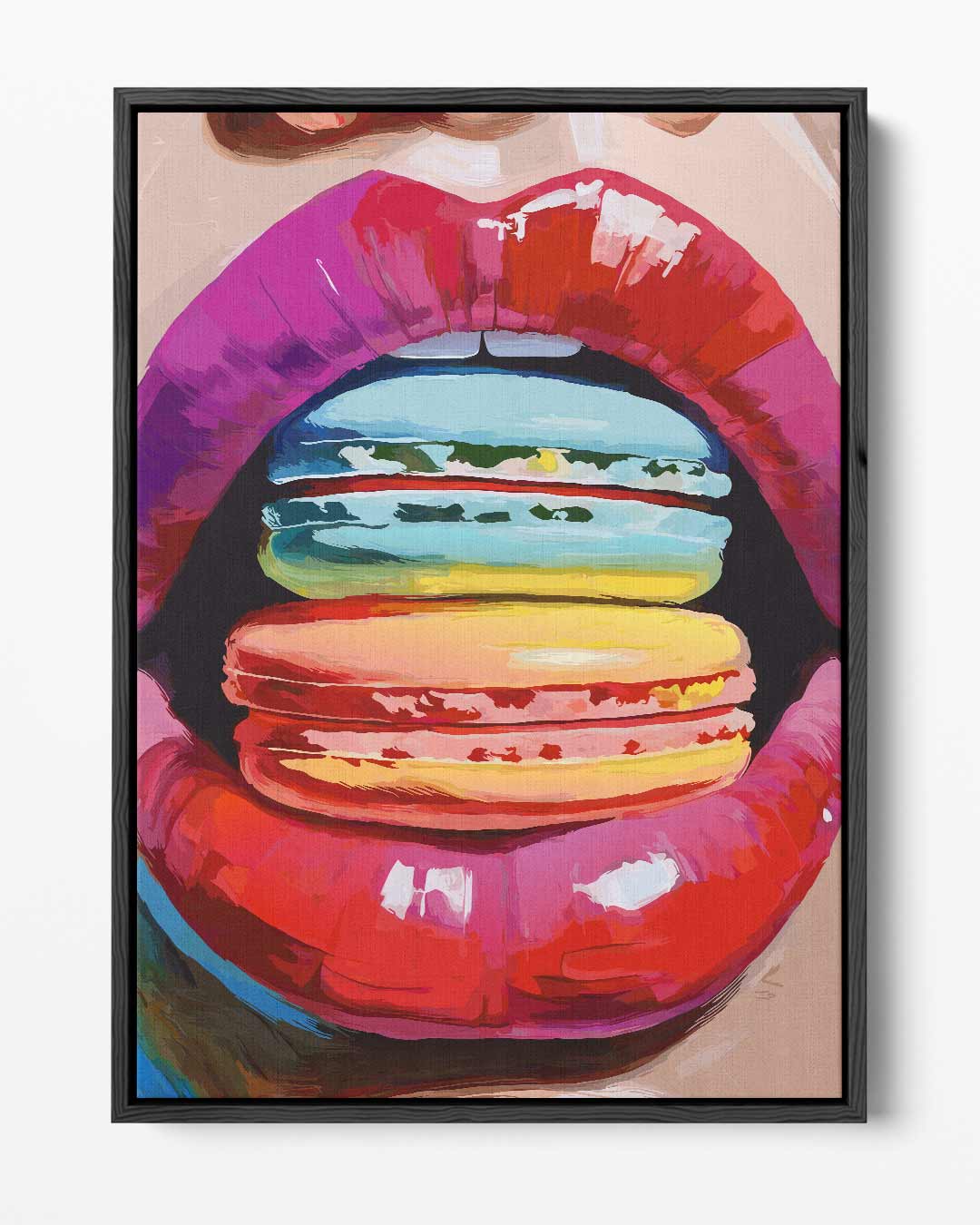 Kleurrijke Macaron Verleiding Kunstwerk-canvas-dibond-plexiglas-wanddecoratie-WallArtistic