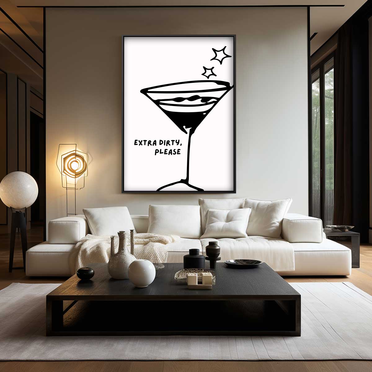 Stijlvolle Martini Illustratie Kunstwerk-canvas-dibond-plexiglas-wanddecoratie-WallArtistic