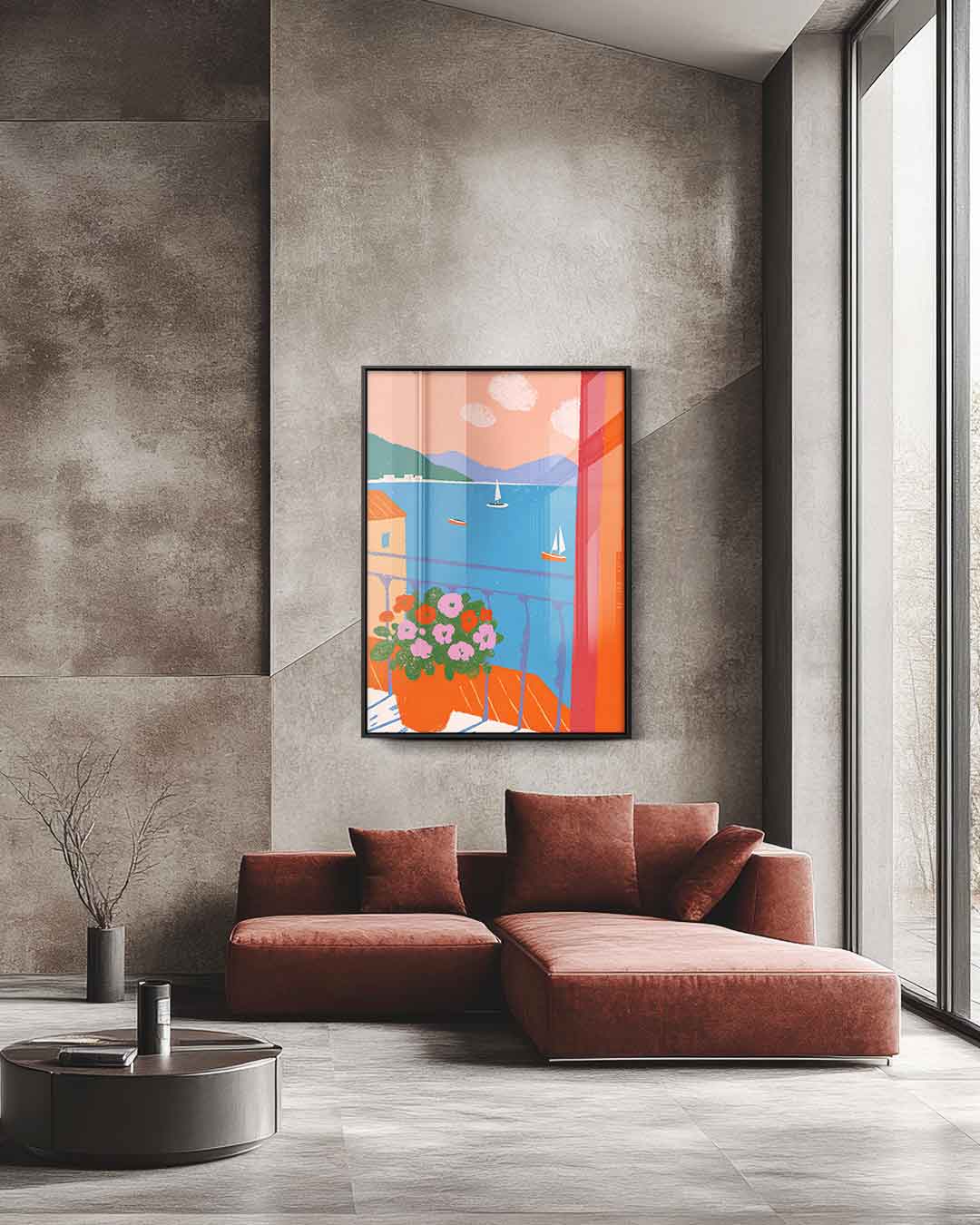 Uitzicht vanaf het Balkon Kunstwerk-canvas-dibond-plexiglas-wanddecoratie-WallArtistic