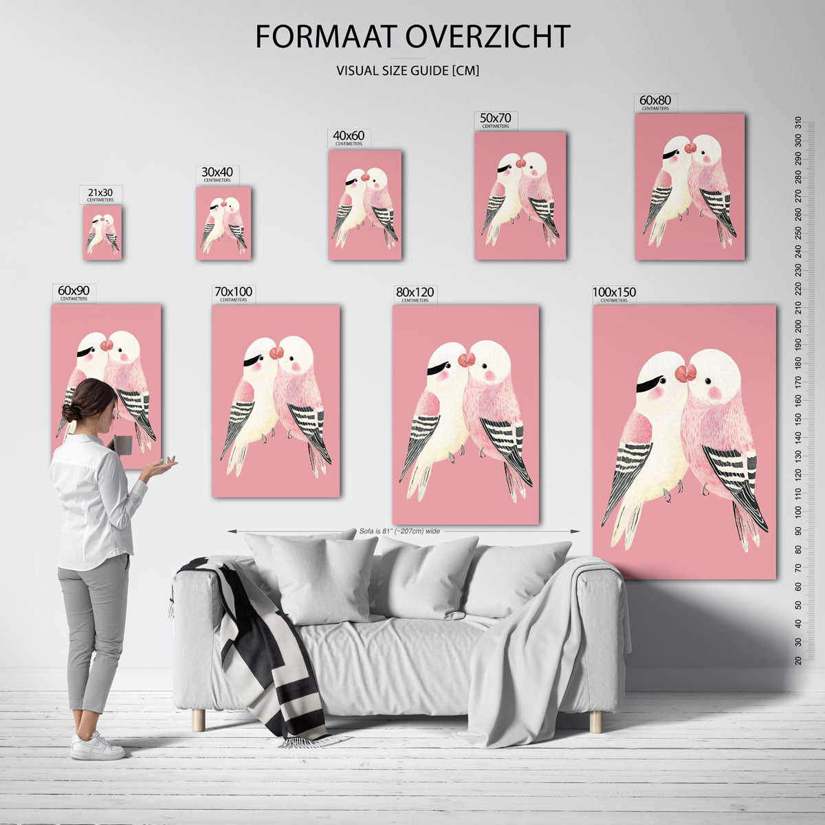 Vogels op roze Poster