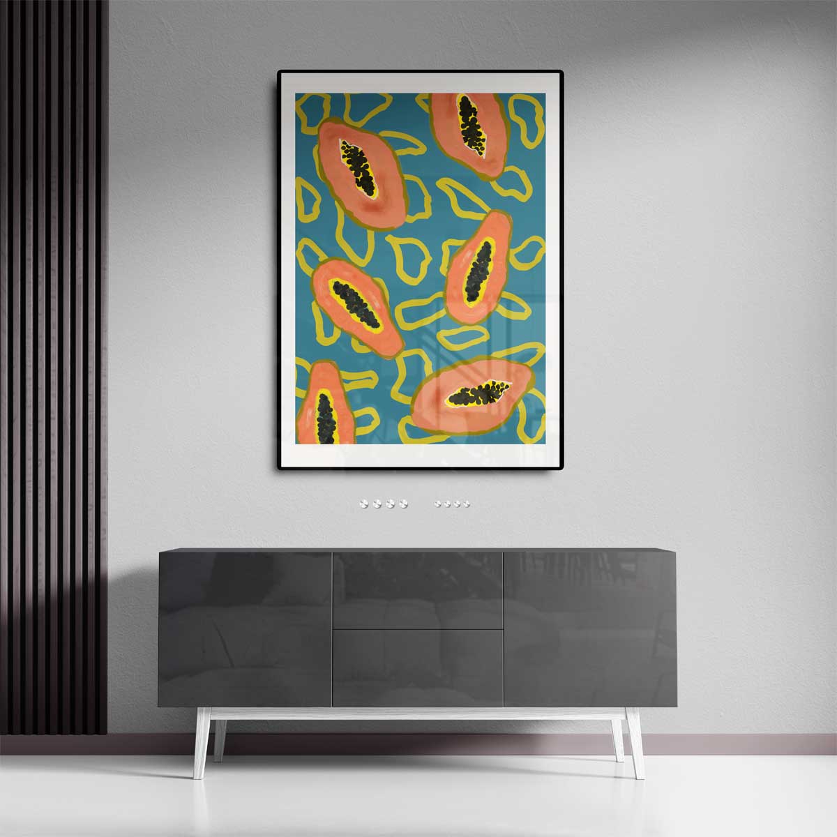Tropische Papaya Print Kunstwerk-canvas-dibond-plexiglas-wanddecoratie-WallArtistic