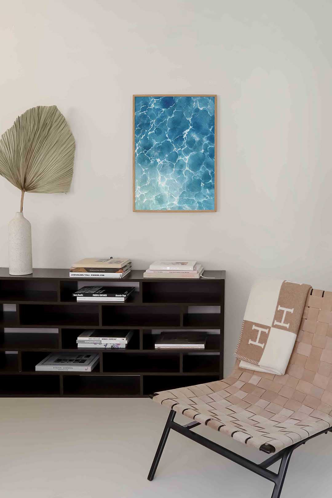 Blauwe waterstructuur Poster