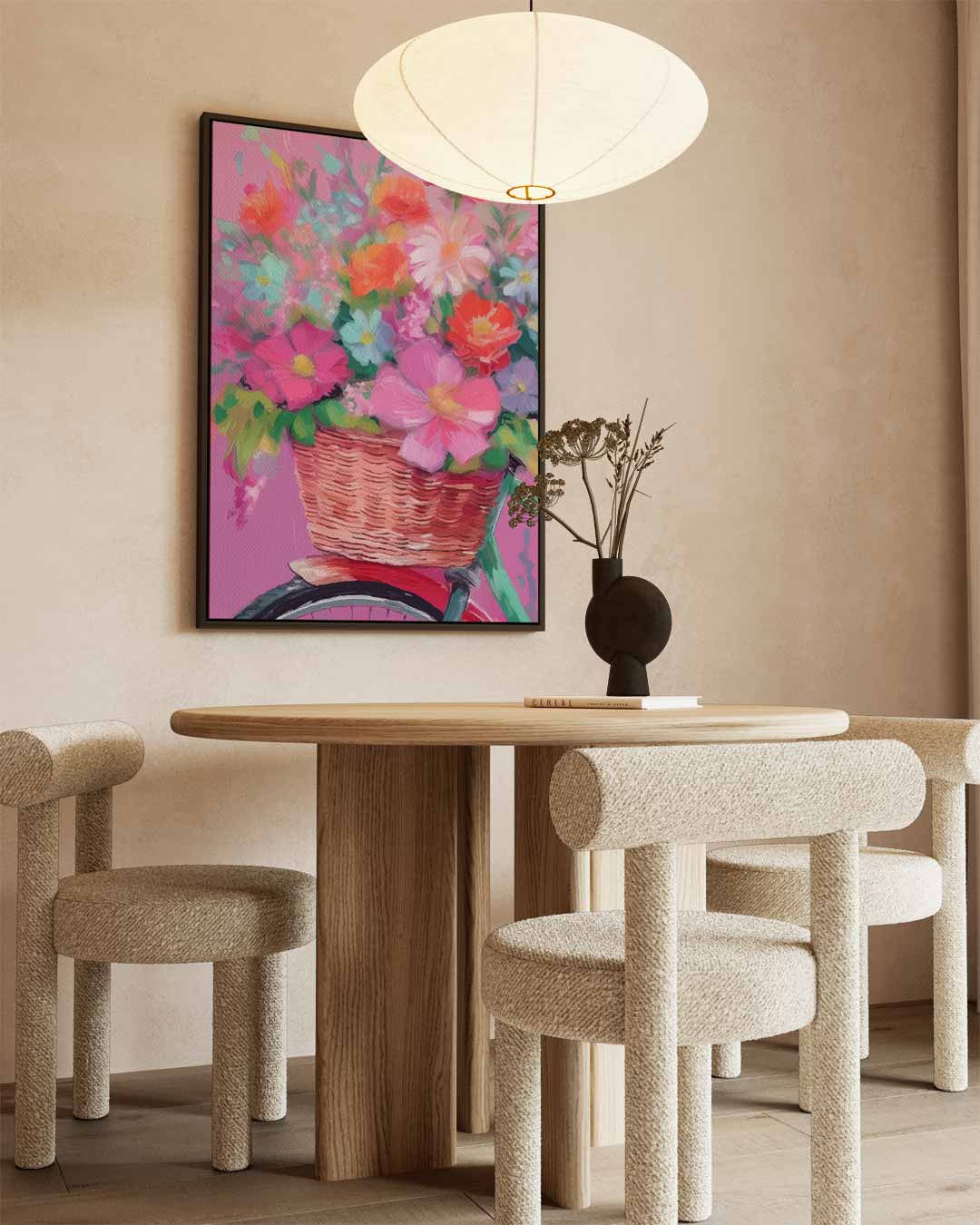 Bloemen in Fietsmand Kunstwerk-canvas-dibond-plexiglas-wanddecoratie-WallArtistic