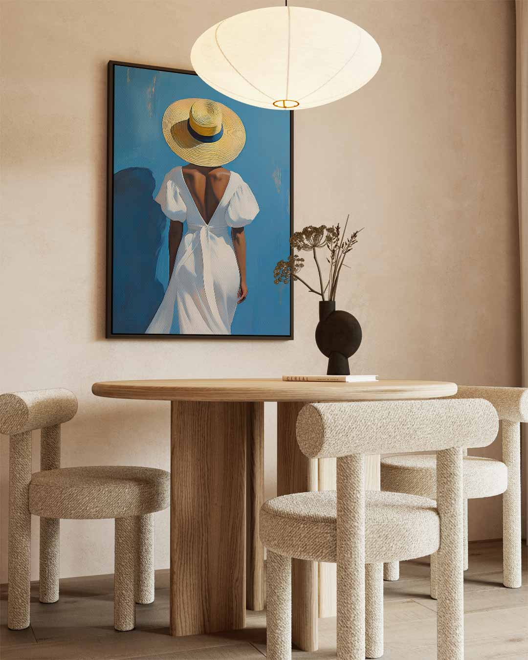 Vrouw in Zomerhoed Kunstwerk-canvas-dibond-plexiglas-wanddecoratie-WallArtistic