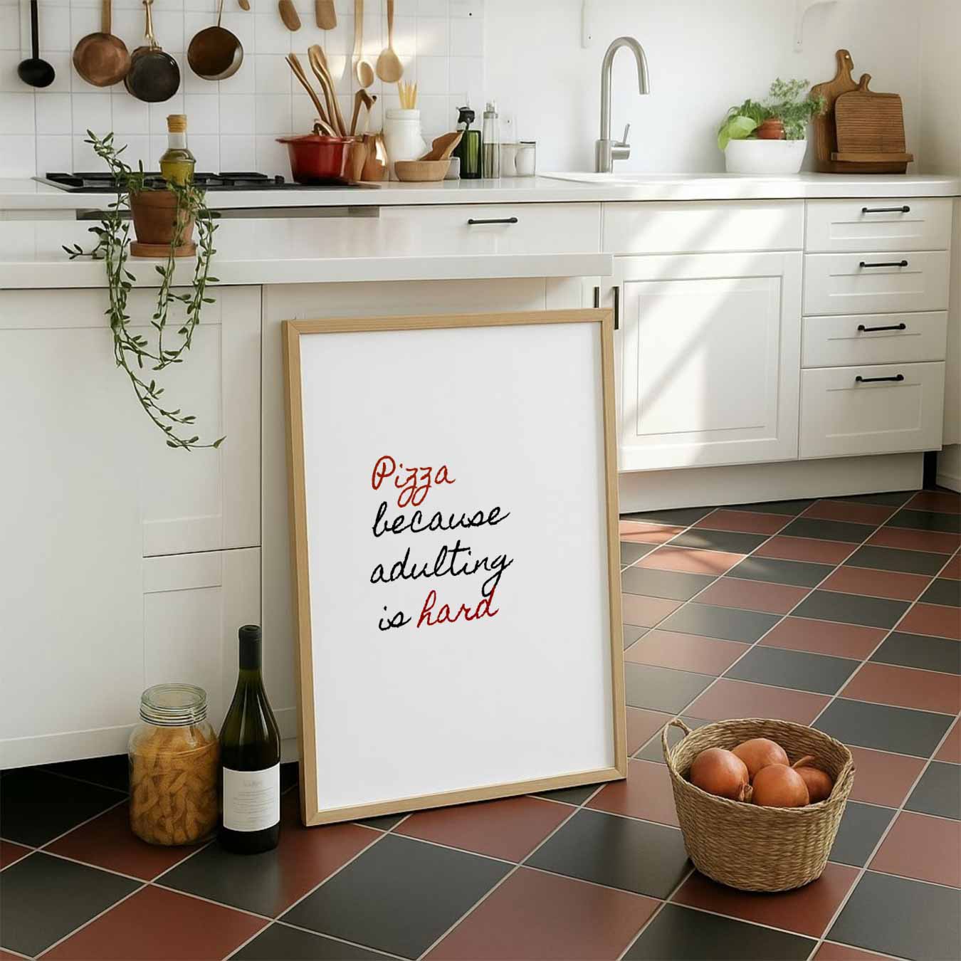 Pizza Omdat Volwassen Zijn Moeilijk Is Poster-WallArtistic