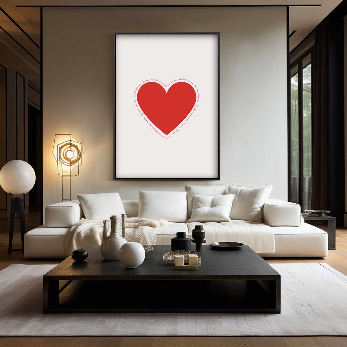 Rood Hart met Liefdevolle Rand Kunstwerk-canvas-dibond-plexiglas-wanddecoratie-WallArtistic