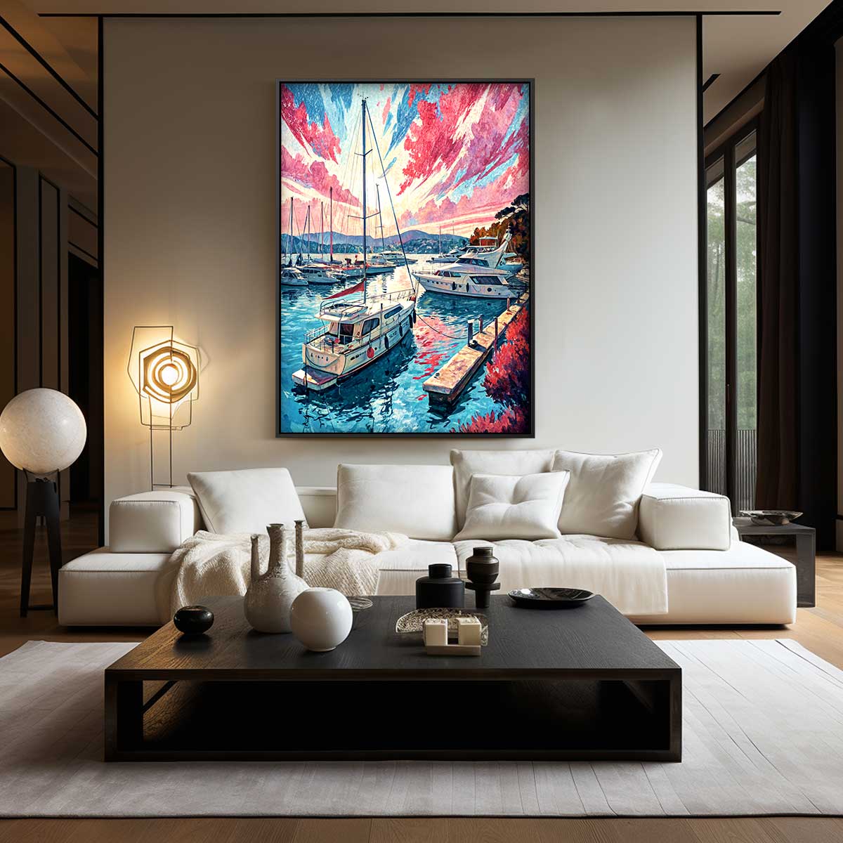 Magische Havenscène bij Zonsondergang Kunstwerk-canvas-dibond-plexiglas-wanddecoratie-WallArtistic
