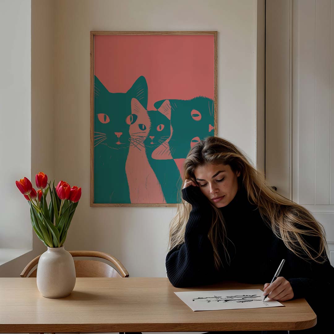 Speelse Kattenkunst Poster-WallArtistic