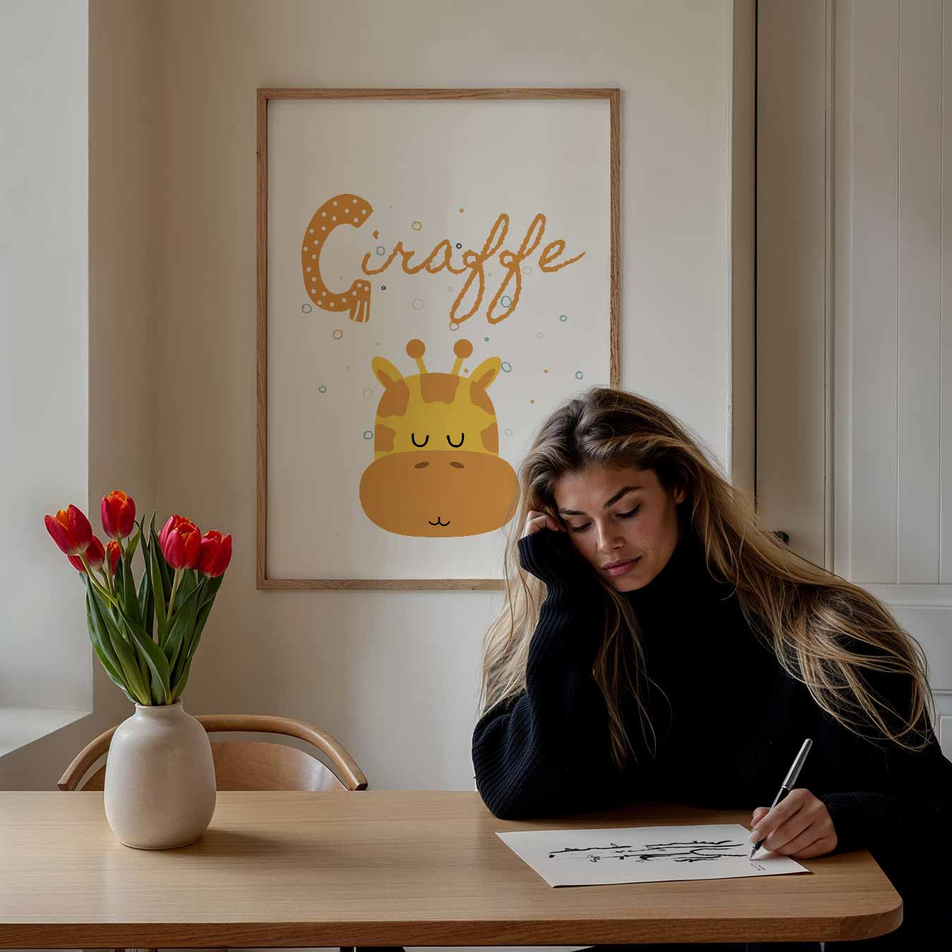 Schattige Giraffe Kinderkamer Poster