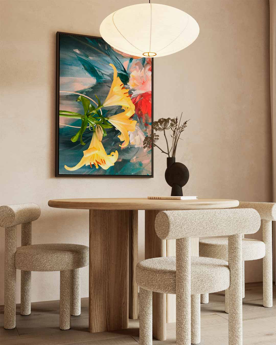 Bloemenexplosie in Geel Kunstwerk-canvas-dibond-plexiglas-wanddecoratie-WallArtistic