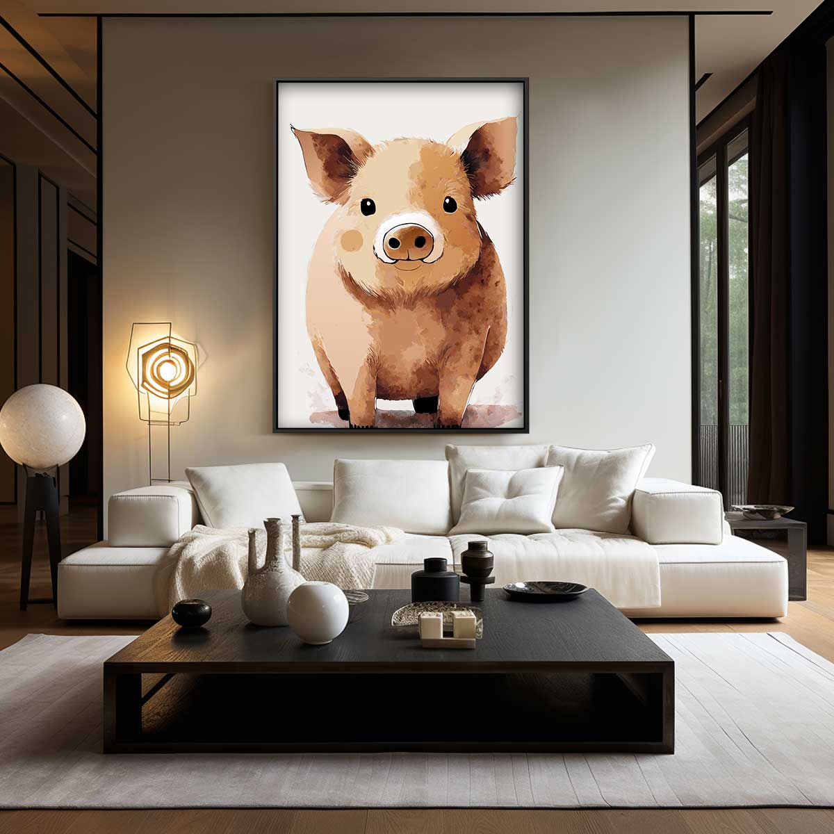 Schattig Biggetje Portret Kunstwerk-canvas-dibond-plexiglas-wanddecoratie-WallArtistic