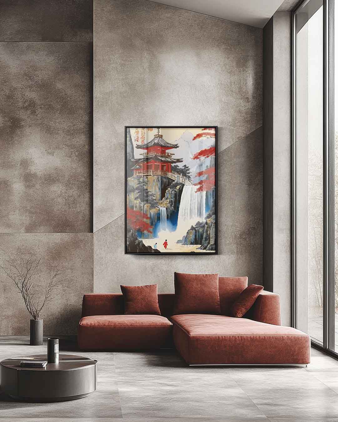 Japans Waterval Panorama Kunstwerk-canvas-dibond-plexiglas-wanddecoratie-WallArtistic