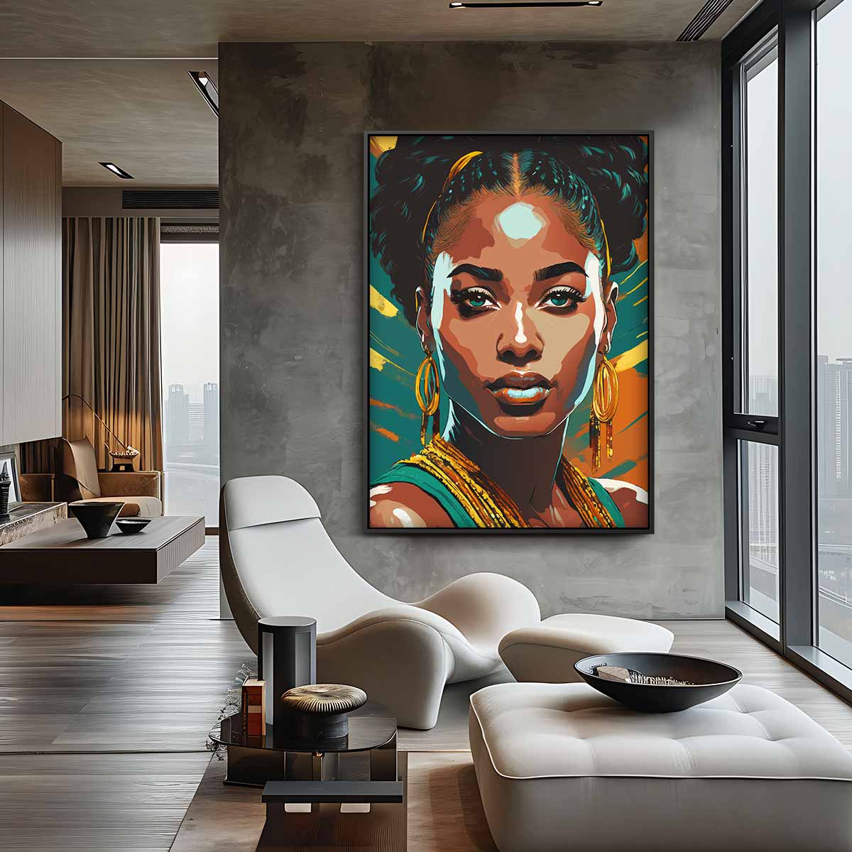 Stralende Portretkunst Kunstwerk-canvas-dibond-plexiglas-wanddecoratie-WallArtistic