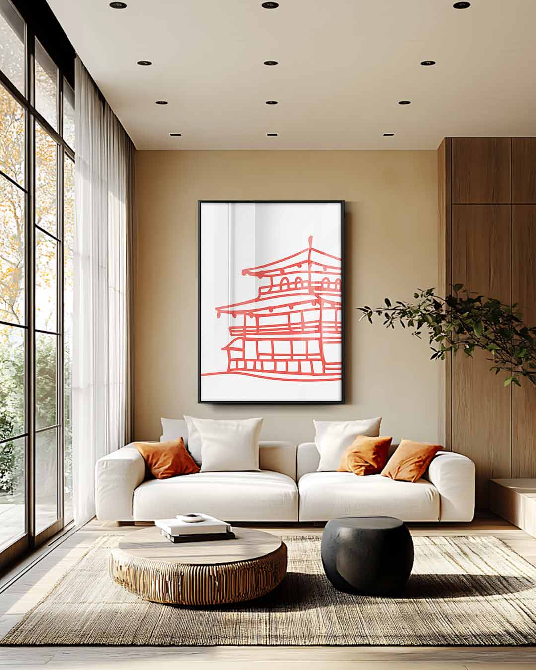 Rode Tempel Schets Kunstwerk-canvas-dibond-plexiglas-wanddecoratie-WallArtistic