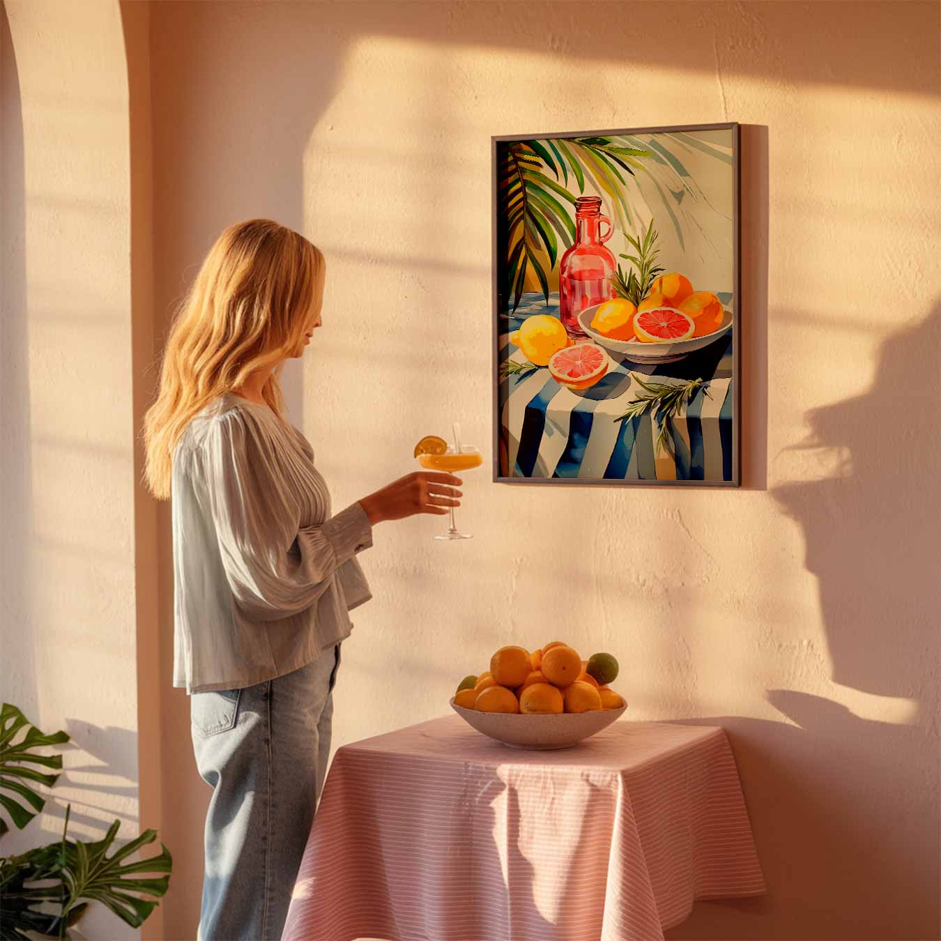 Tropische Vruchten en Palmbladeren Poster