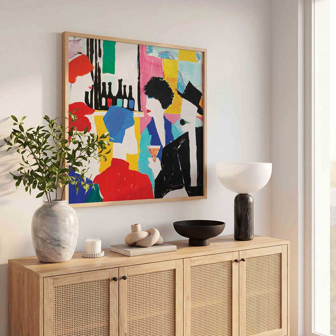 Gezelschap met drankjes Poster