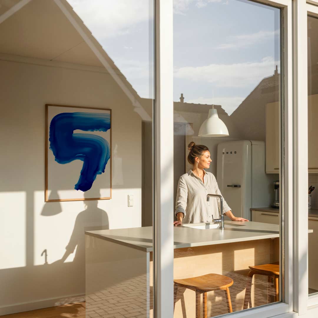 Abstracte Blauwe Stroom Poster-WallArtistic