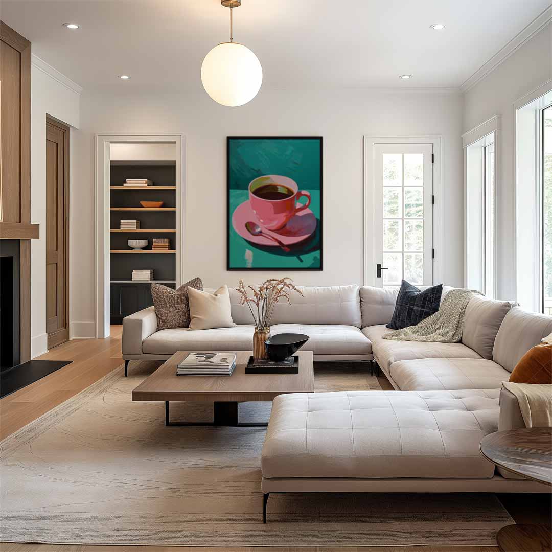 Roze Koffiekop Kunstwerk Kunstwerk-canvas-dibond-plexiglas-wanddecoratie-WallArtistic