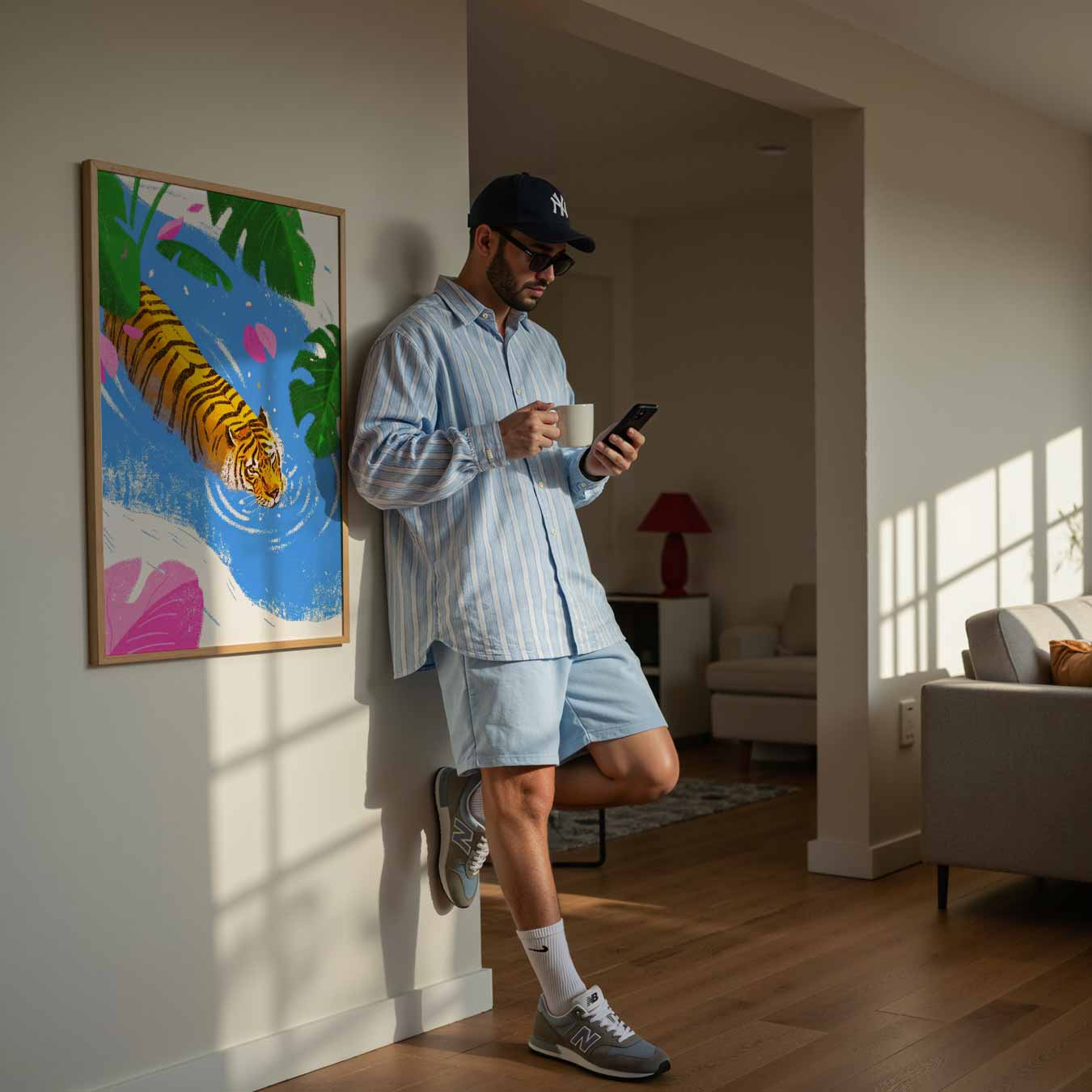 Vrolijke Tijger aan het Zwemmen Poster-WallArtistic