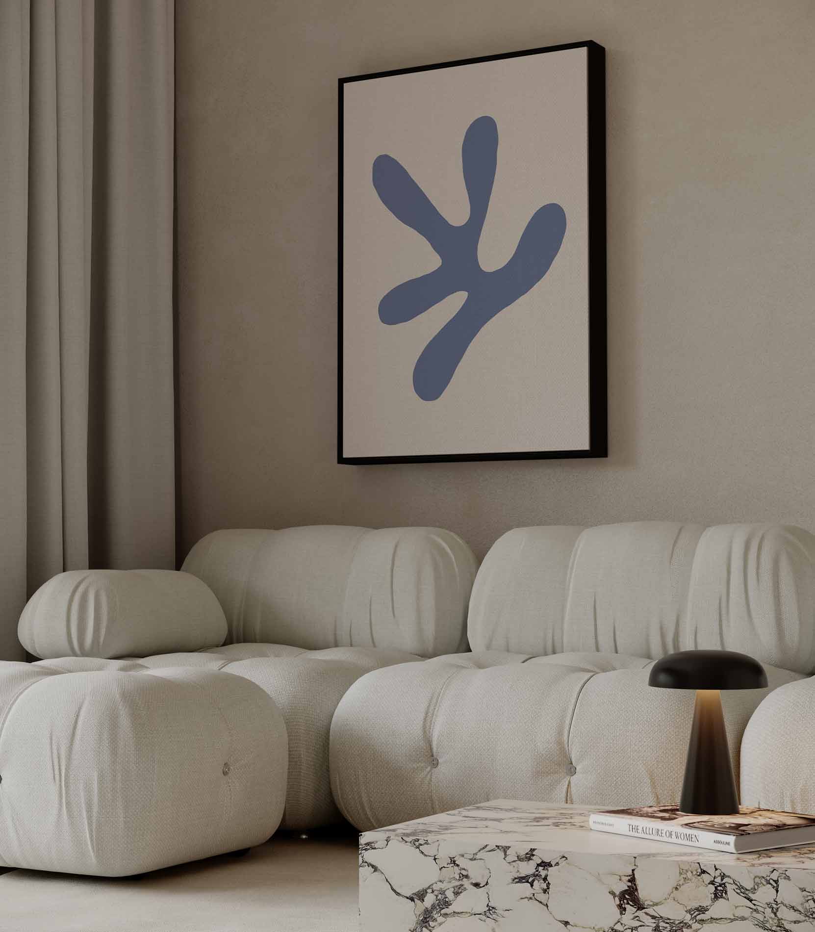 Abstracte Vormen in Blauw Kunstwerk-canvas-dibond-plexiglas-wanddecoratie-WallArtistic