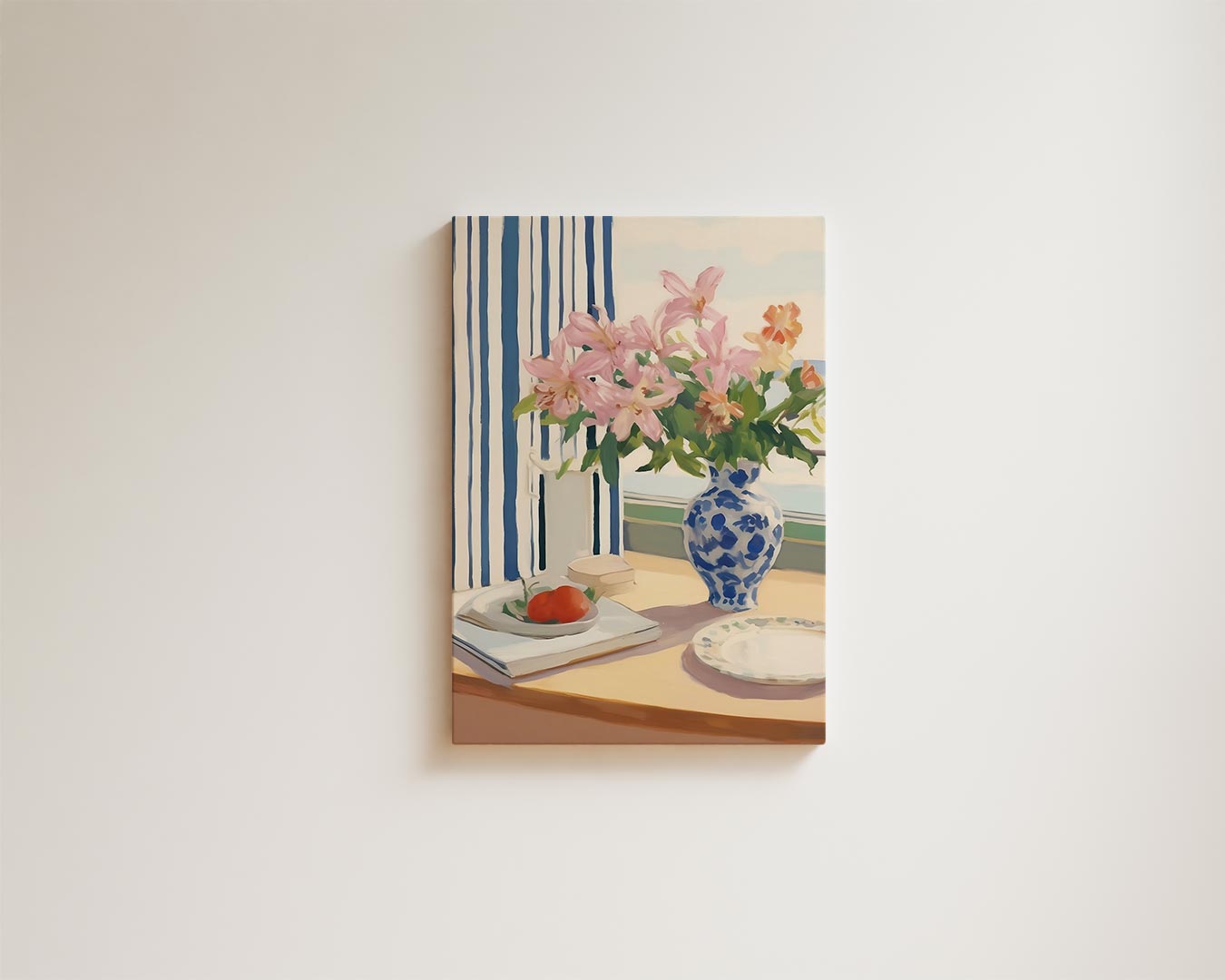 Zomers Tafereel met Bloemen en Tomaten Kunstwerk-canvas-dibond-plexiglas-wanddecoratie-WallArtistic