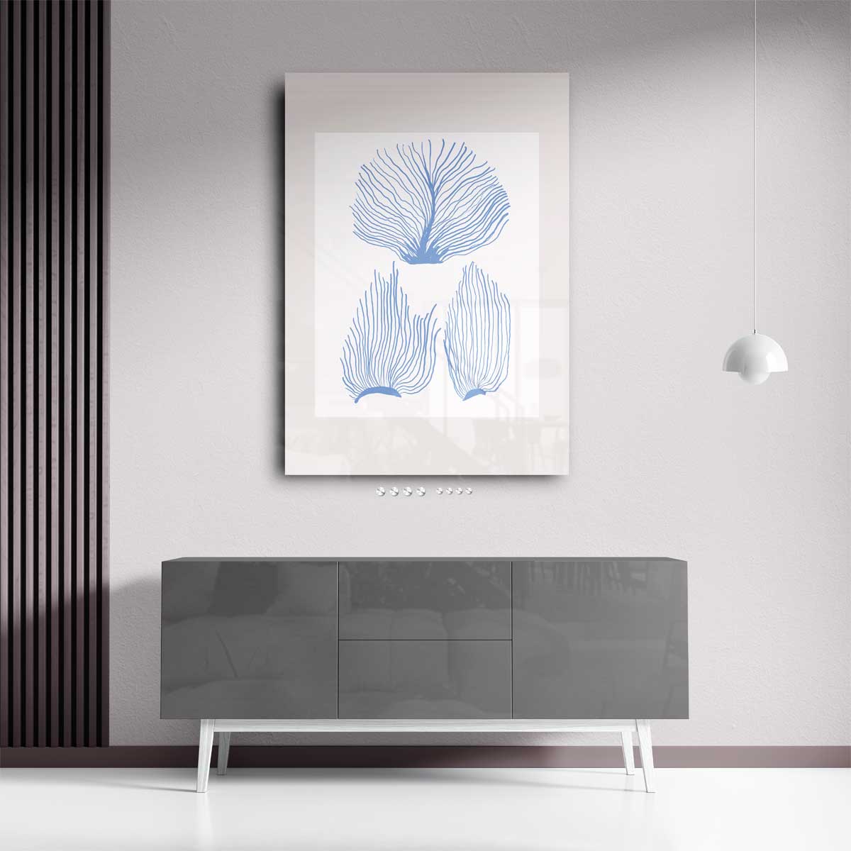 Abstracte Blauwe Kooraalprint Kunstwerk-canvas-dibond-plexiglas-wanddecoratie-WallArtistic